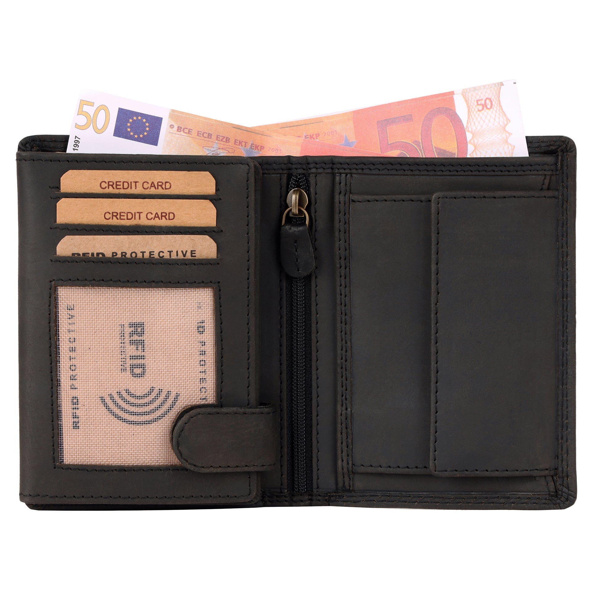 Benthill Geldbörse Herren Leder - Echtleder Geldbeutel mit RFID-Schutz - Slim Portemonnaie für Männer - Echtem Vintage Leder