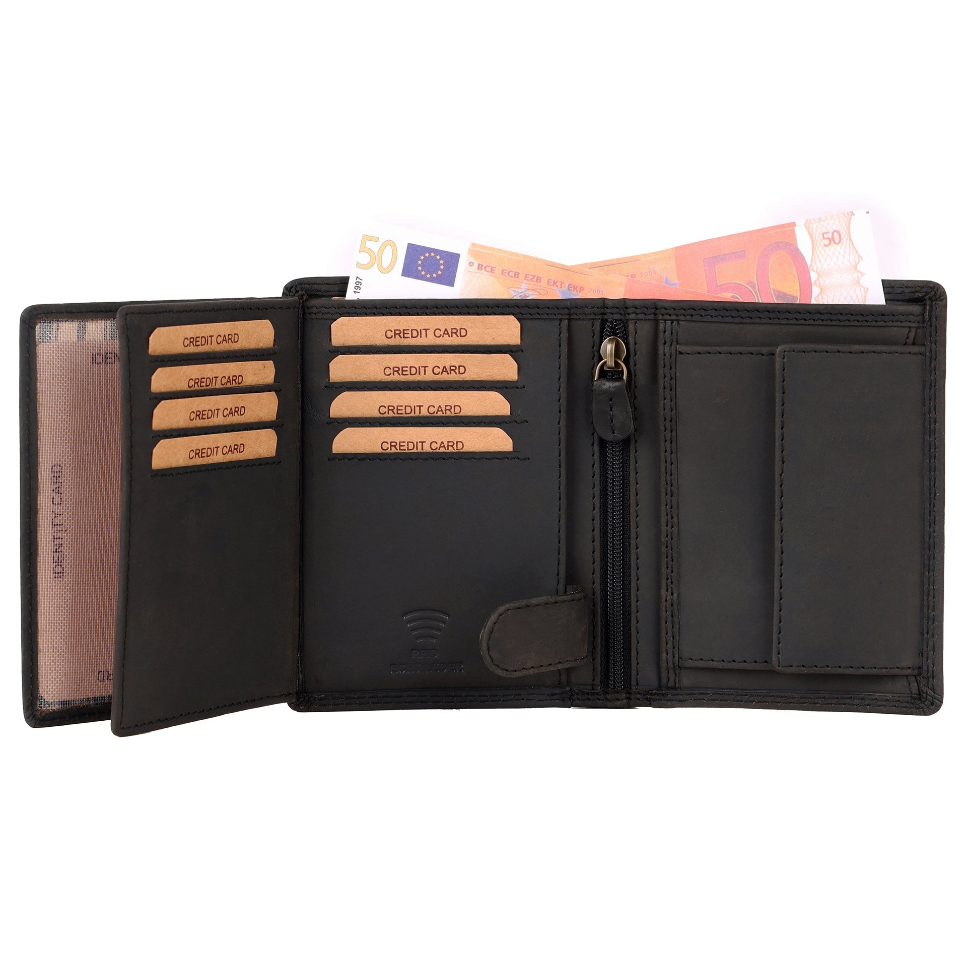Benthill Geldbörse Herren Leder - Echtleder Geldbeutel mit RFID-Schutz - Slim Portemonnaie für Männer - Echtem Vintage Leder