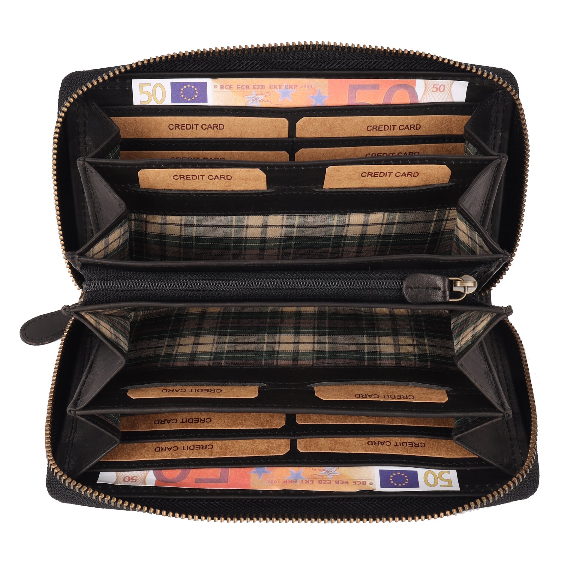 Benthill Geldbörse Groß Leder - XL Portemonnaie mit RFID-Schutz - Großes Portmonee mit vielen Kartenfächern - Reißverschluss Geldtasche inkl. Geschenkbox