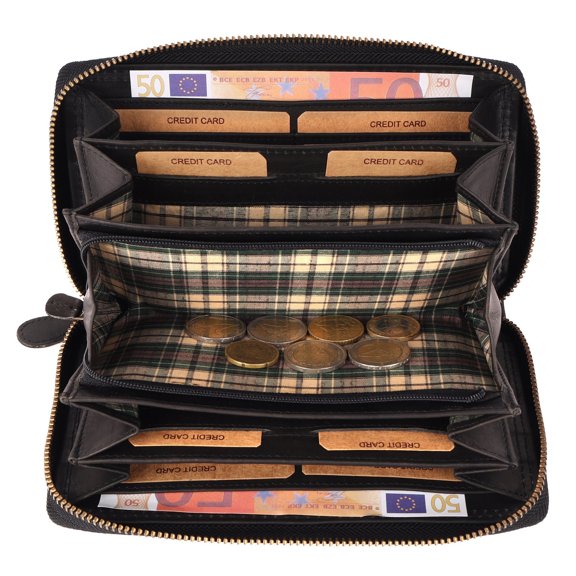 Benthill Geldbörse Groß Leder - XL Portemonnaie mit RFID-Schutz - Großes Portmonee mit vielen Kartenfächern - Reißverschluss Geldtasche inkl. Geschenkbox