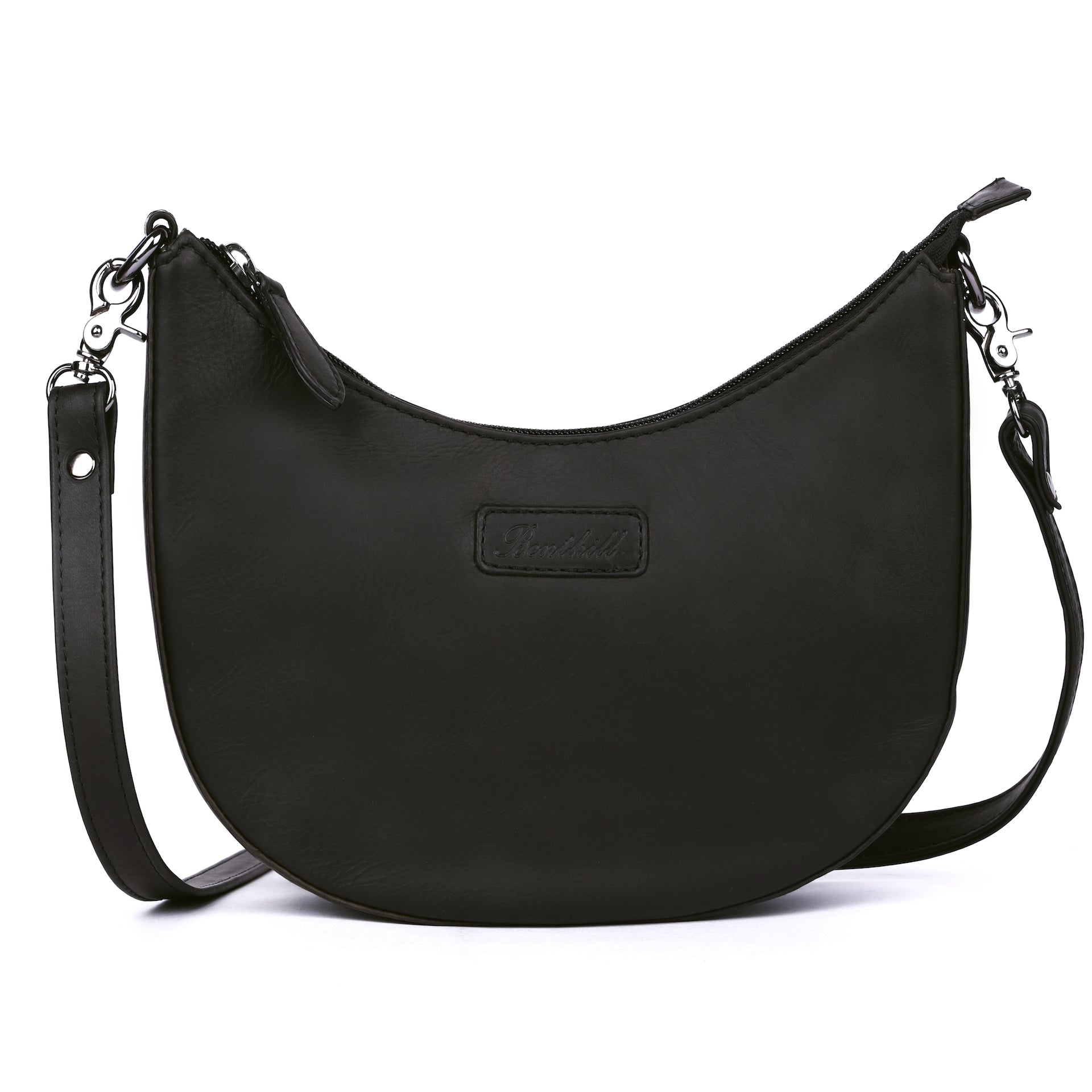 Benthill Schultertasche Damen Echt Leder | Henkeltasche aus hochwertigem Rindsleder | Kleine Vintage Hobo Bag Beutel