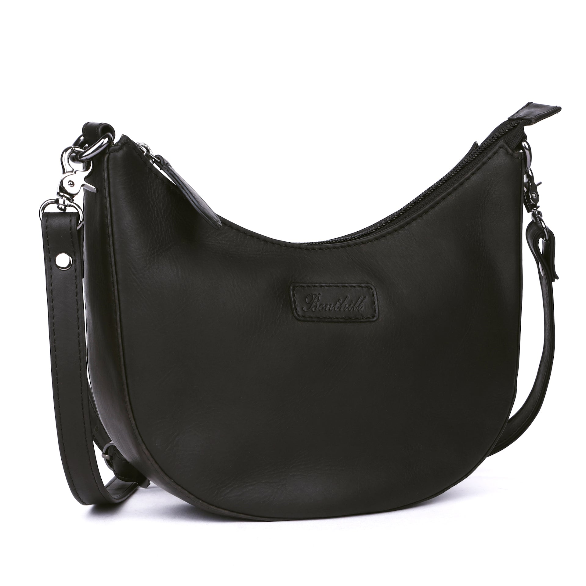 Benthill Schultertasche Damen Echt Leder | Henkeltasche aus hochwertigem Rindsleder | Kleine Vintage Hobo Bag Beutel