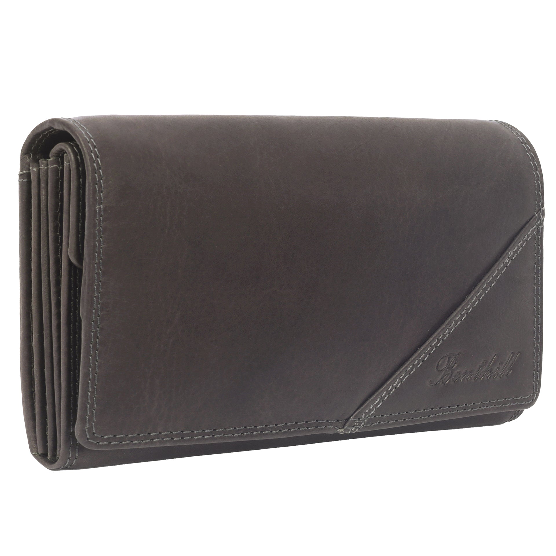 Benthill Damen Geldbörse Echt Leder - XL Portemonnaie mit RFID Schutz - Vintage Portmonee mit viel Platz - Echtleder Damenbörse inkl. Geschenkbox