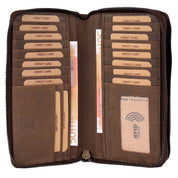 Benthill Geldbörse Groß Leder | Geldbeutel Gross XXL Echtleder | Portemonnaie Frauen mit RFID Schutz | Vintage Portmonee mit vielen Kartenfächer inkl. Geschenkbox