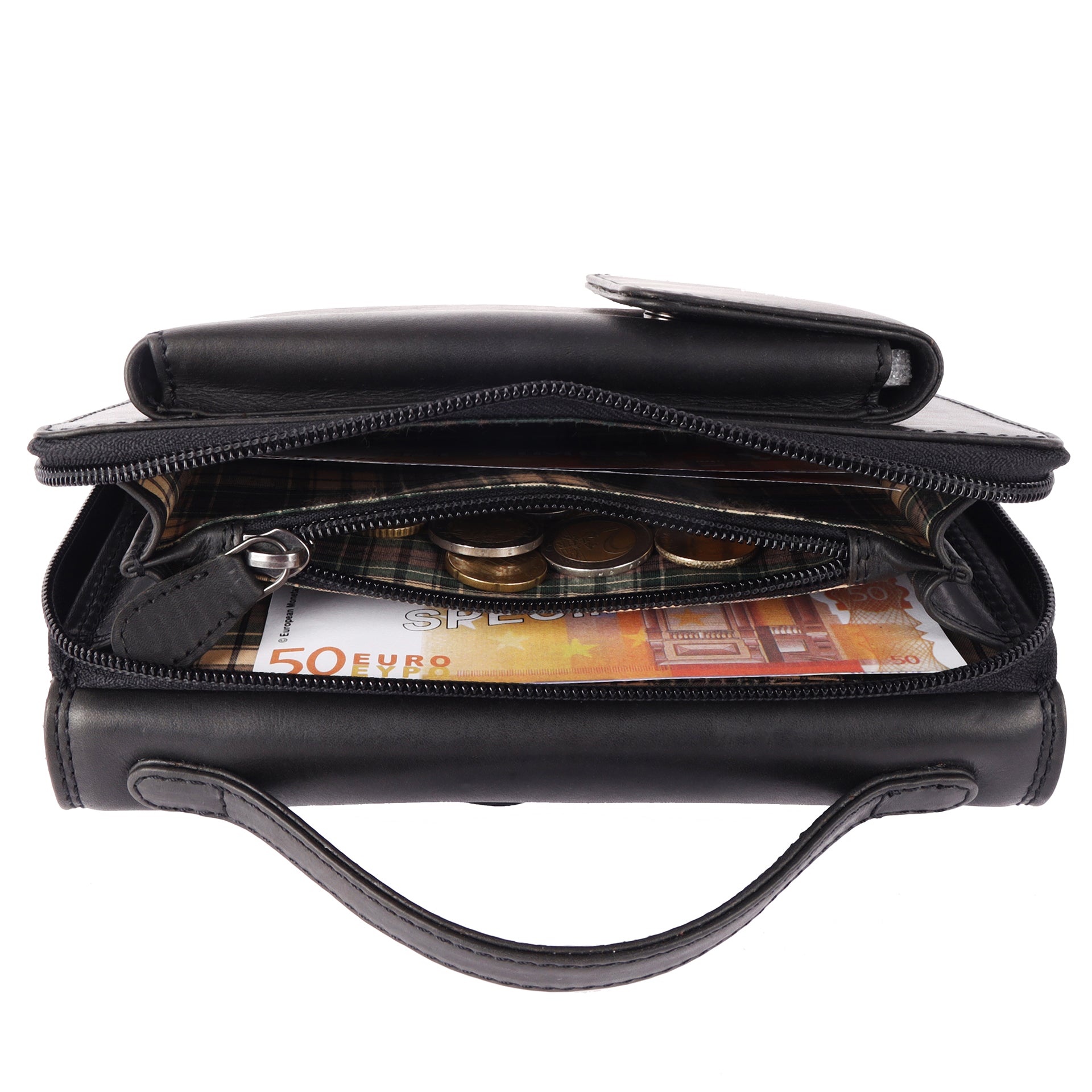 Benthill Reisebrieftasche XXL Echt-Leder - Kleine Umhängetasche aus echtem Leder - Travel Dokumententasche - Großes Portemonnaie - Handgelenktasche