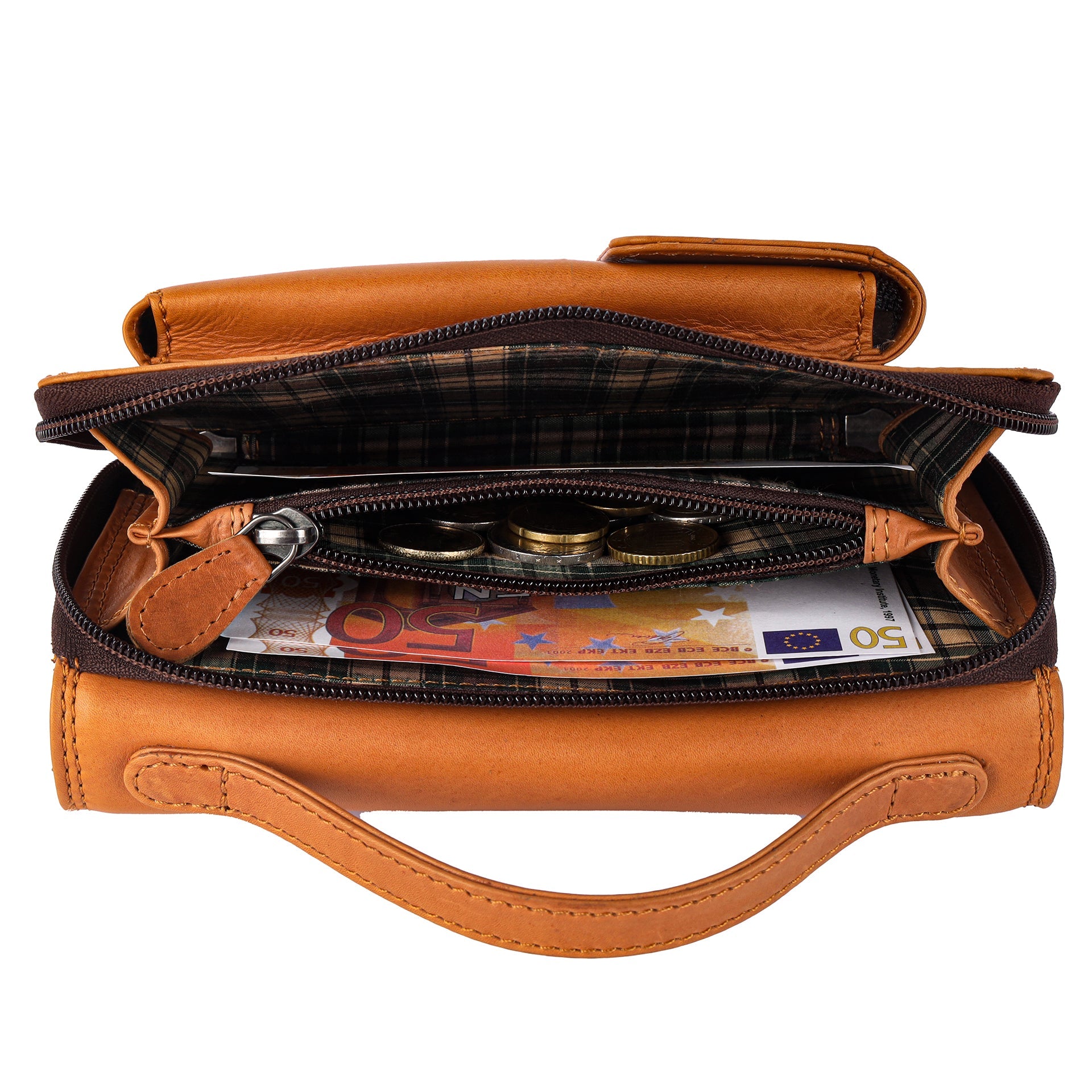 Benthill Reisebrieftasche XXL Echt-Leder - Kleine Umhängetasche aus echtem Leder - Travel Dokumententasche - Großes Portemonnaie - Handgelenktasche