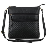 Benthill Echt Leder Umhängetasche | Damen Schultertasche aus Rindsleder | Schmale Vintage Damen Handtasche mit geflochtenem Muster