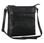 Benthill Echt Leder Umhängetasche | Damen Schultertasche aus Rindsleder | Schmale Vintage Damen Handtasche mit geflochtenem Muster