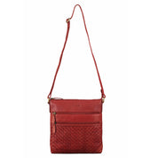 Benthill Echt Leder Umhängetasche | Damen Schultertasche aus Rindsleder | Schmale Vintage Damen Handtasche mit geflochtenem Muster
