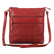 Benthill Echt Leder Umhängetasche | Damen Schultertasche aus Rindsleder | Schmale Vintage Damen Handtasche mit geflochtenem Muster
