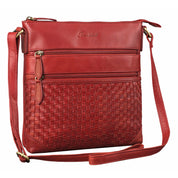 Benthill Echt Leder Umhängetasche | Damen Schultertasche aus Rindsleder | Schmale Vintage Damen Handtasche mit geflochtenem Muster