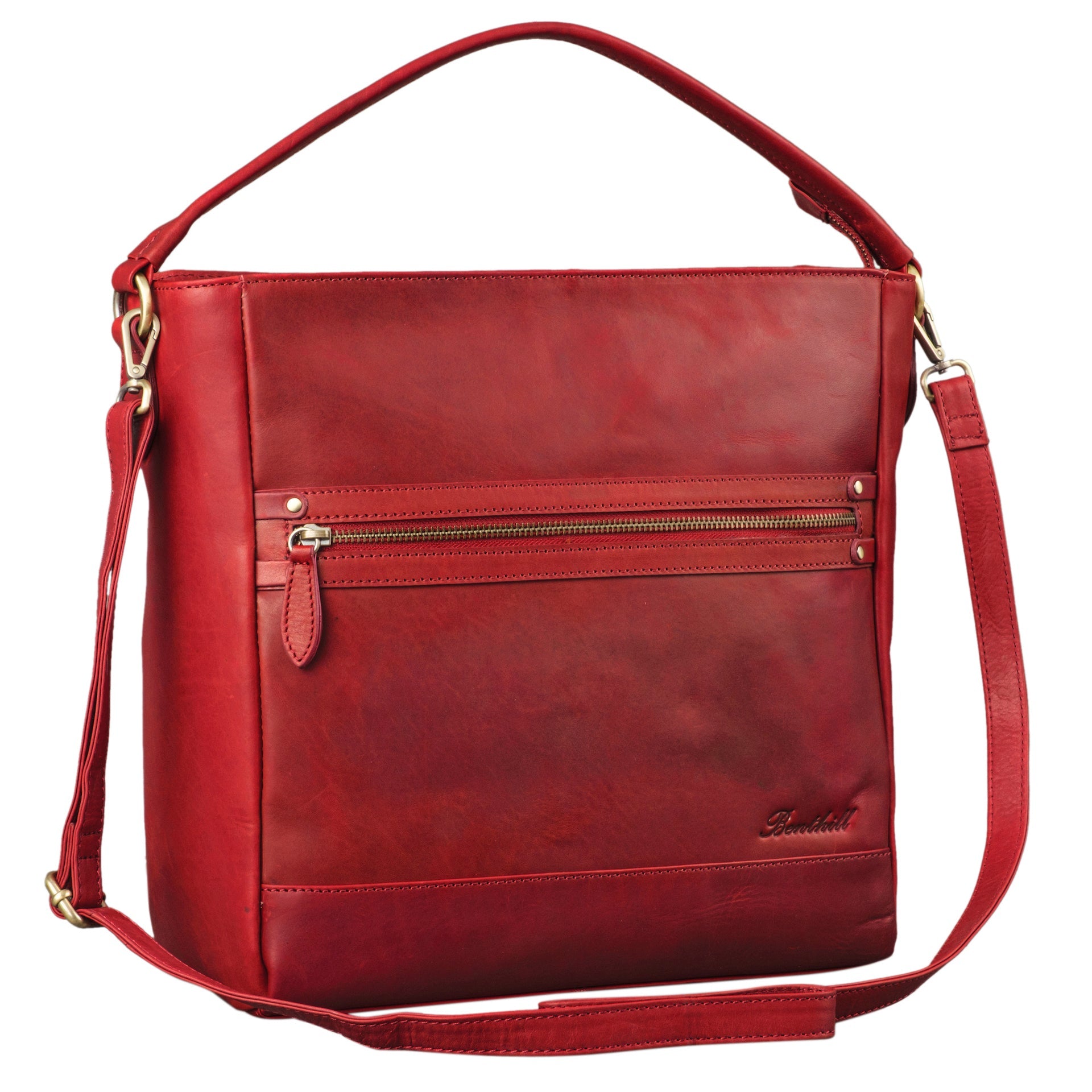 Benthill Leder Handtasche Damen | Ladies Shopper aus echtem Rindsleder | Hochwertige Frauen Schultertasche | Große Vintage Umhängetasche