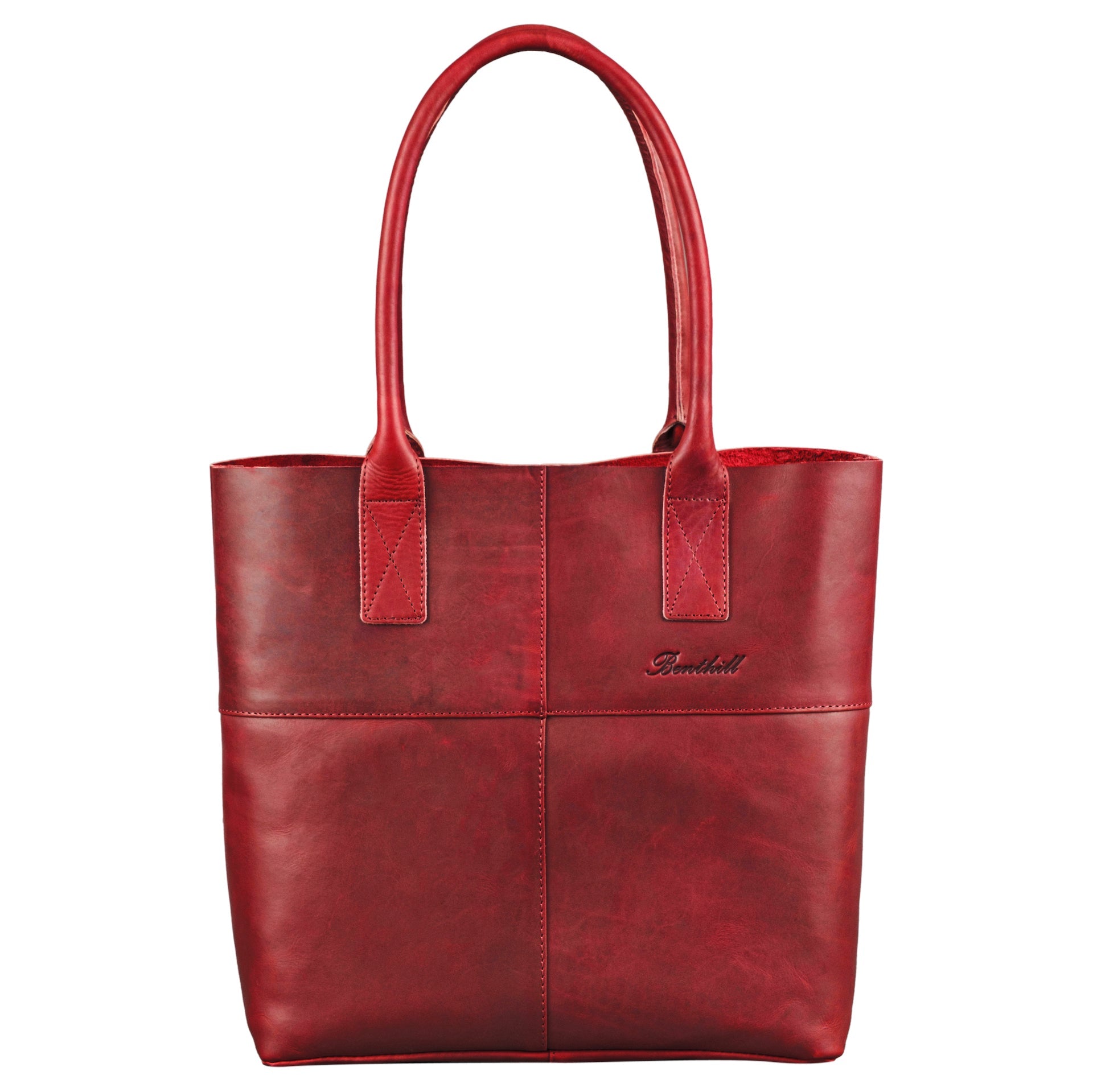 Benthill Shopper Leder Damen | Einfache Schultertasche ohne Reißverschluss | Vintage Handtasche aus echtem Rindsleder | Hochwertiger Beutel