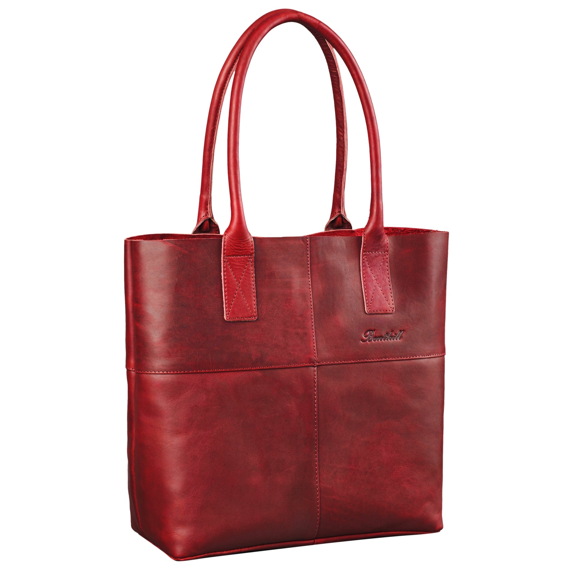Benthill Shopper Leder Damen | Einfache Schultertasche ohne Reißverschluss | Vintage Handtasche aus echtem Rindsleder | Hochwertiger Beutel