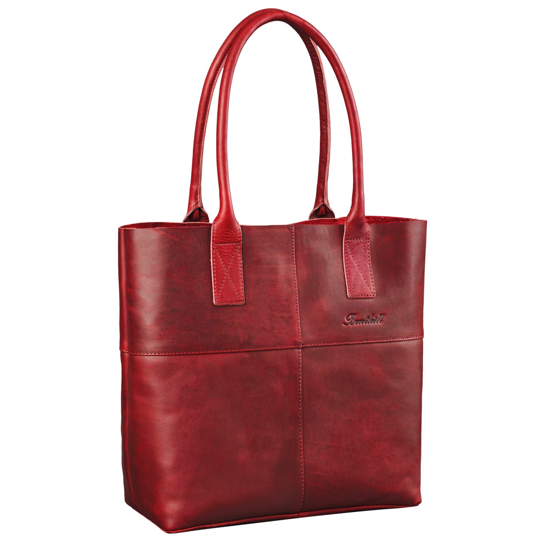 Benthill Shopper Leder Damen | Einfache Schultertasche ohne Reißverschluss | Vintage Handtasche aus echtem Rindsleder | Hochwertiger Beutel