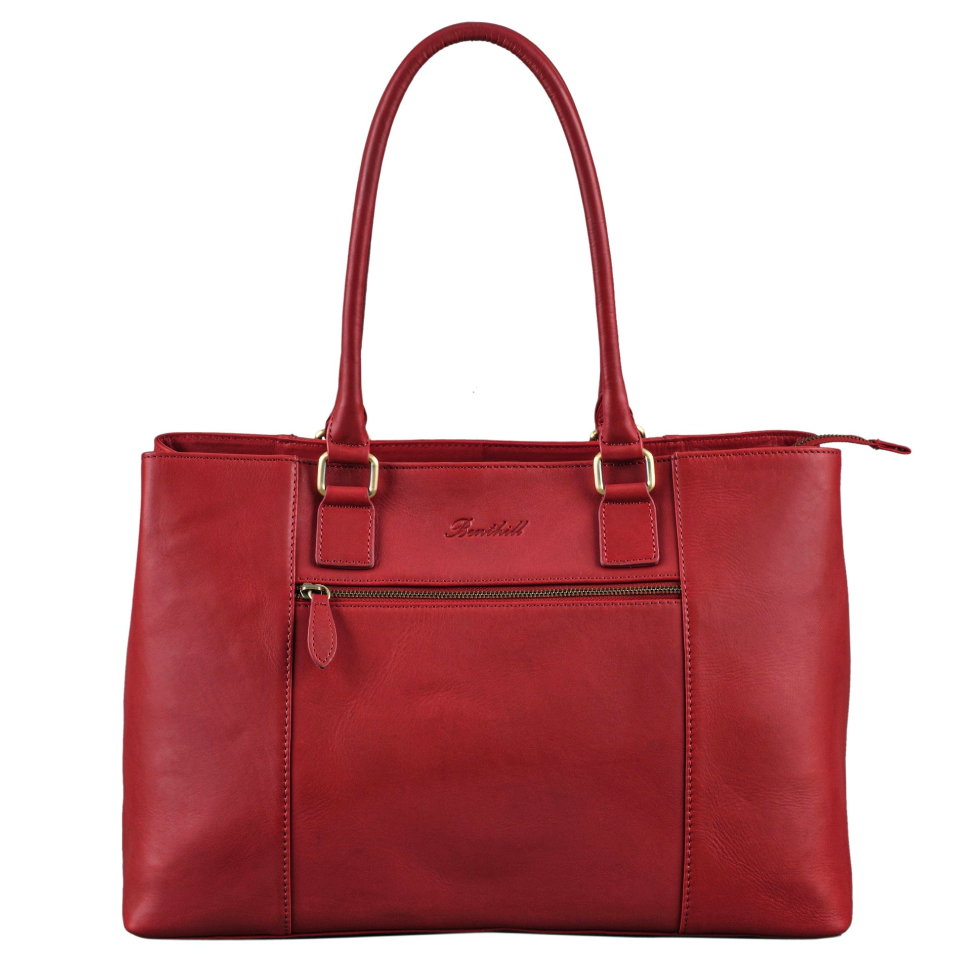 Benthill Damen Tasche Echt Leder | Große Handtasche aus echtem Rindsleder | Vintage Henkeltasche mit vielen Fächern | Damen Schultertasche Gross mit viel Platz