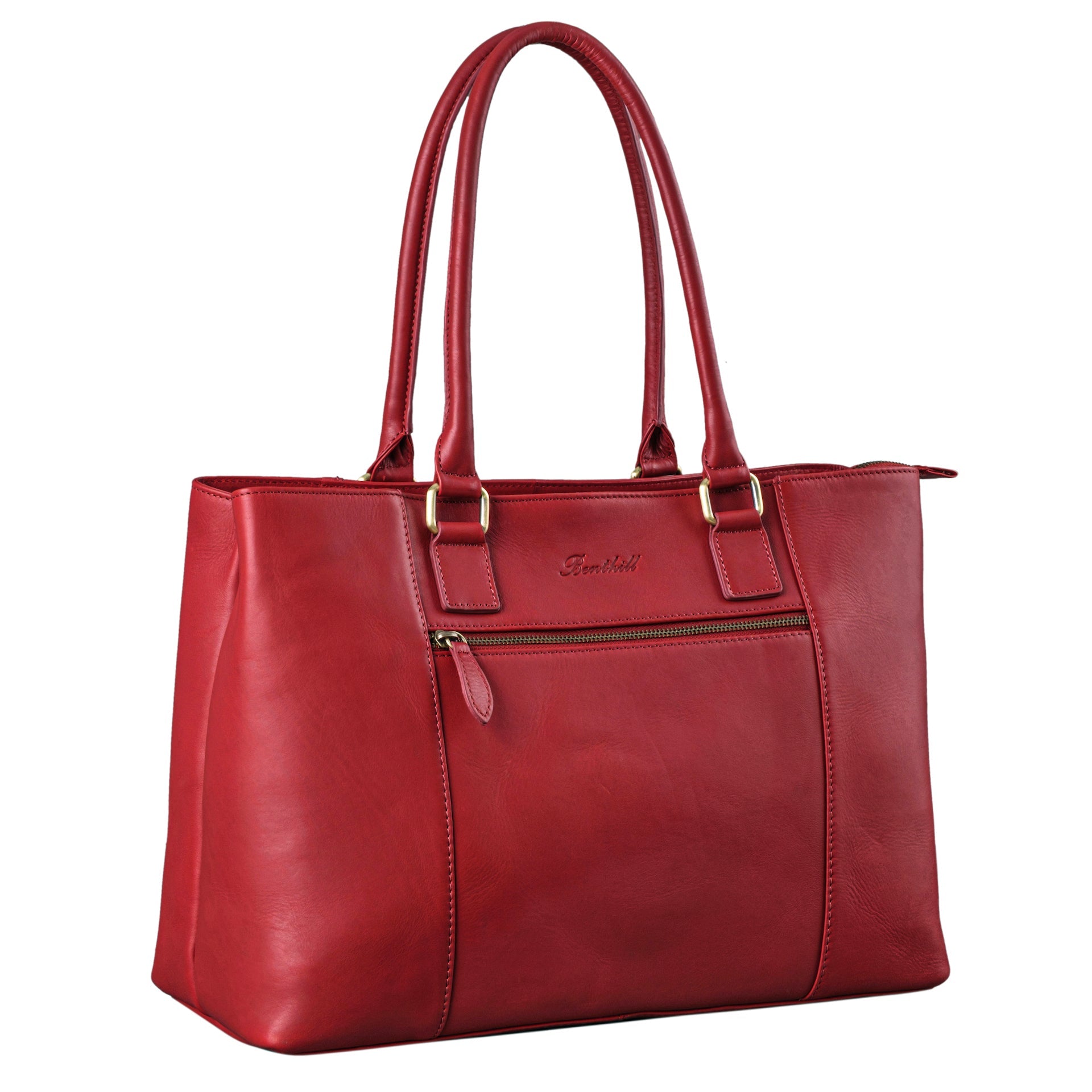 Benthill Damen Tasche Echt Leder | Große Handtasche aus echtem Rindsleder | Vintage Henkeltasche mit vielen Fächern | Damen Schultertasche Gross mit viel Platz