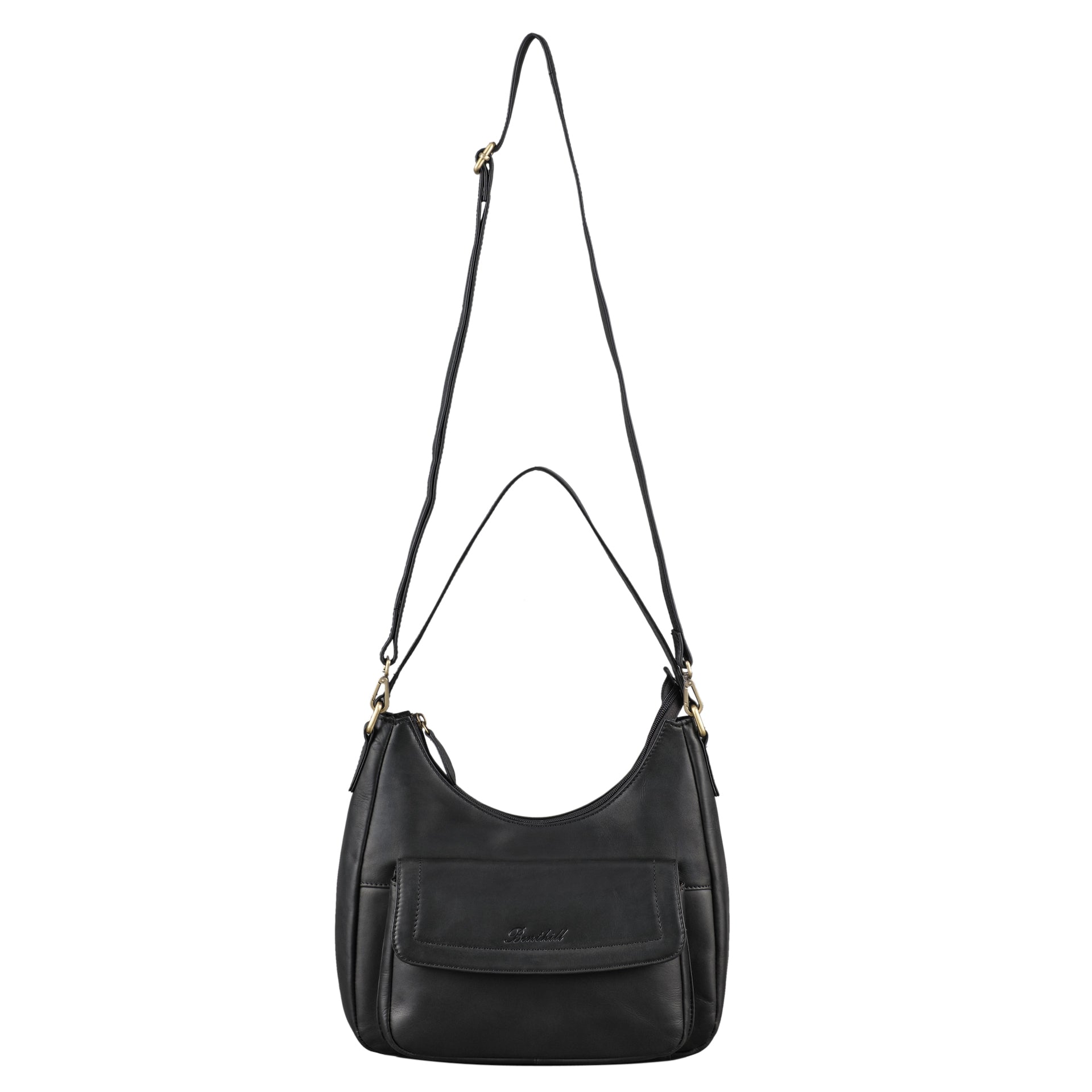 Benthill Handtasche Damen Echt Leder | Schultertasche aus echtem Rindsleder | Umhängetasche mit Reißverschluss | Ledertasche mit Henkel & Umhängegurt