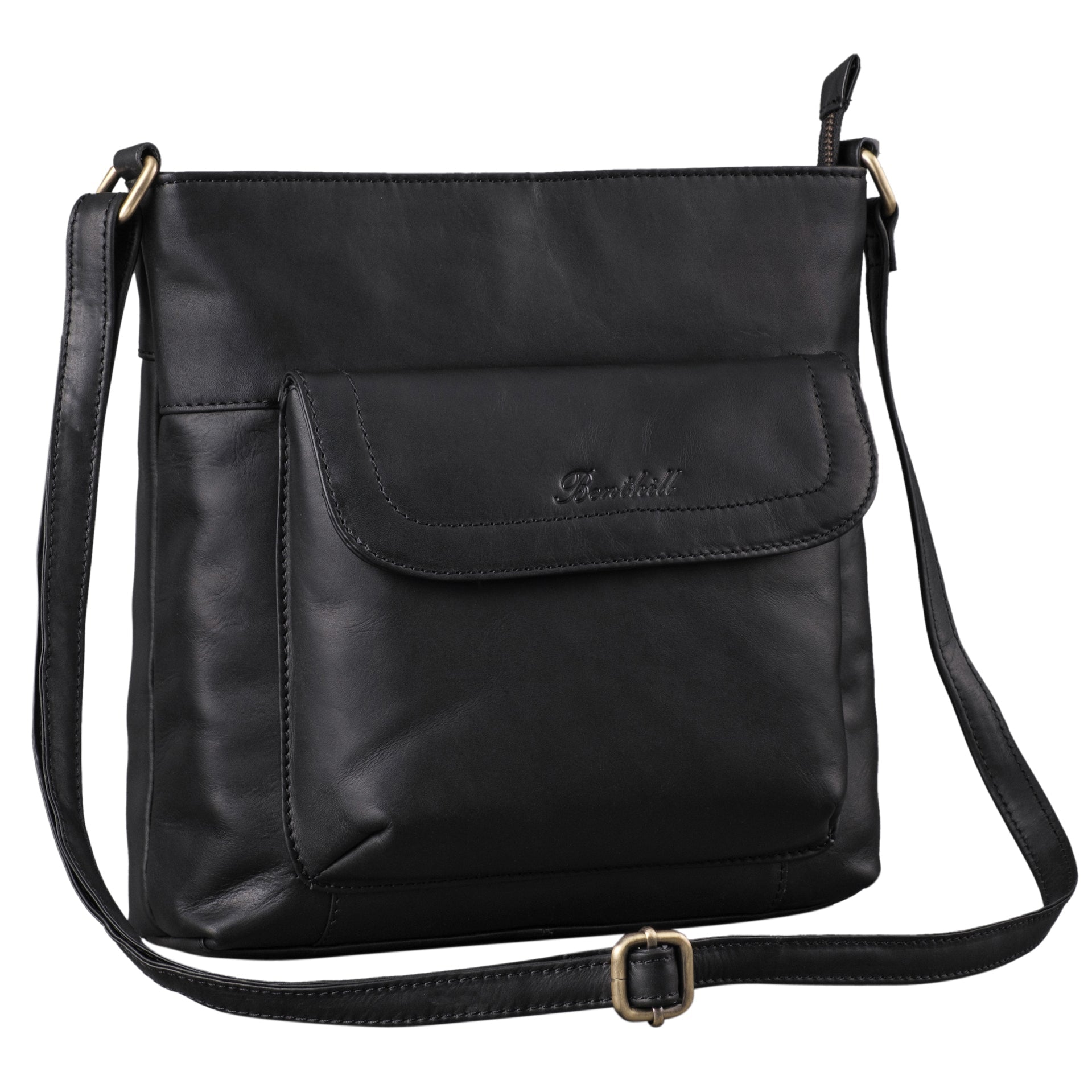 Benthill Shopper Damen Leder - Ledertasche mit Reißverschluss - Umhängetasche aus Echtleder - Handtasche Vintage - Bag Beutel - Schulterbeutel
