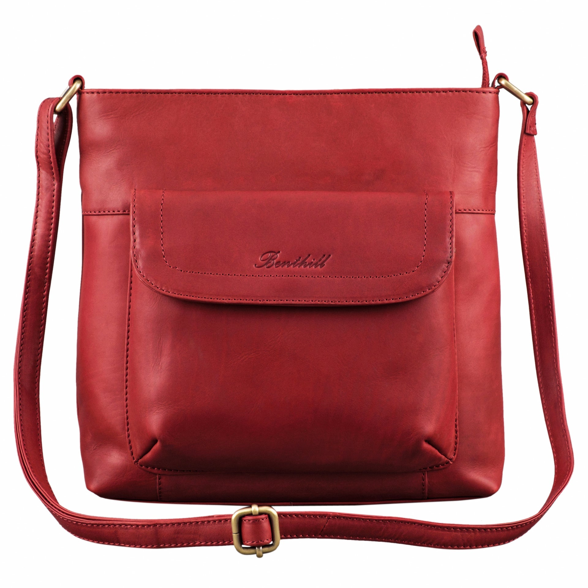 Benthill Shopper Damen Leder - Ledertasche mit Reißverschluss - Umhängetasche aus Echtleder - Handtasche Vintage - Bag Beutel - Schulterbeutel