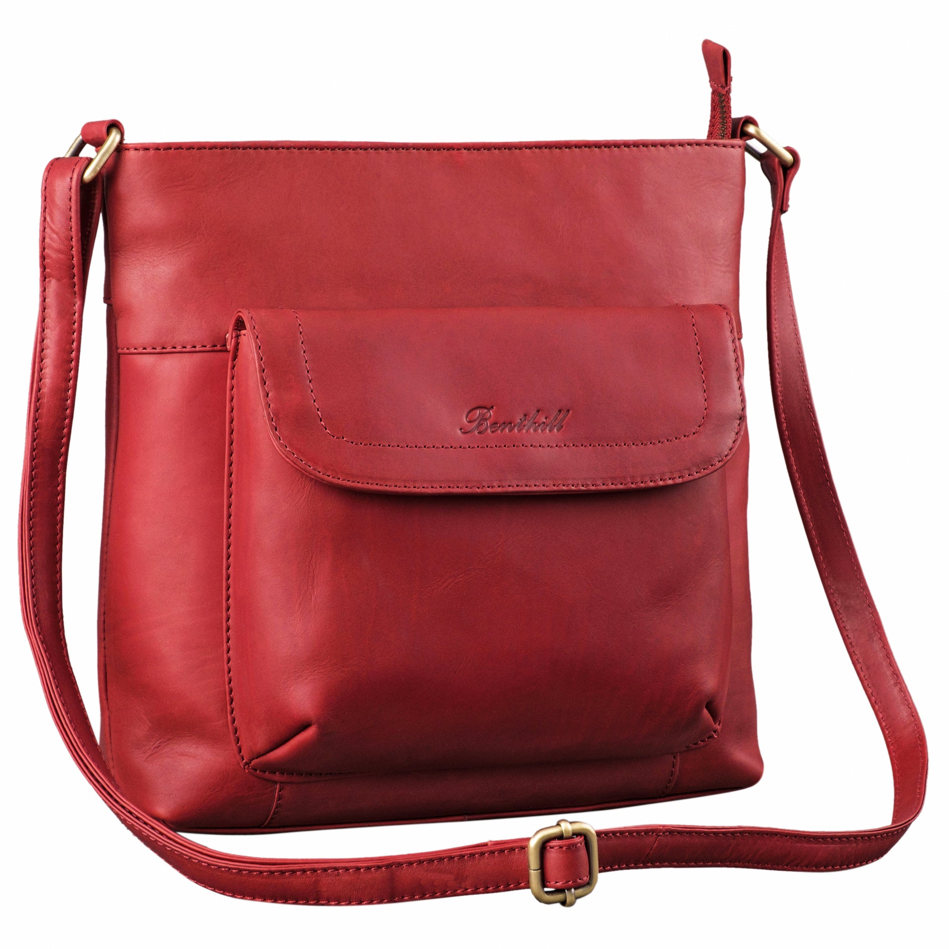 Benthill Shopper Damen Leder - Ledertasche mit Reißverschluss - Umhängetasche aus Echtleder - Handtasche Vintage - Bag Beutel - Schulterbeutel