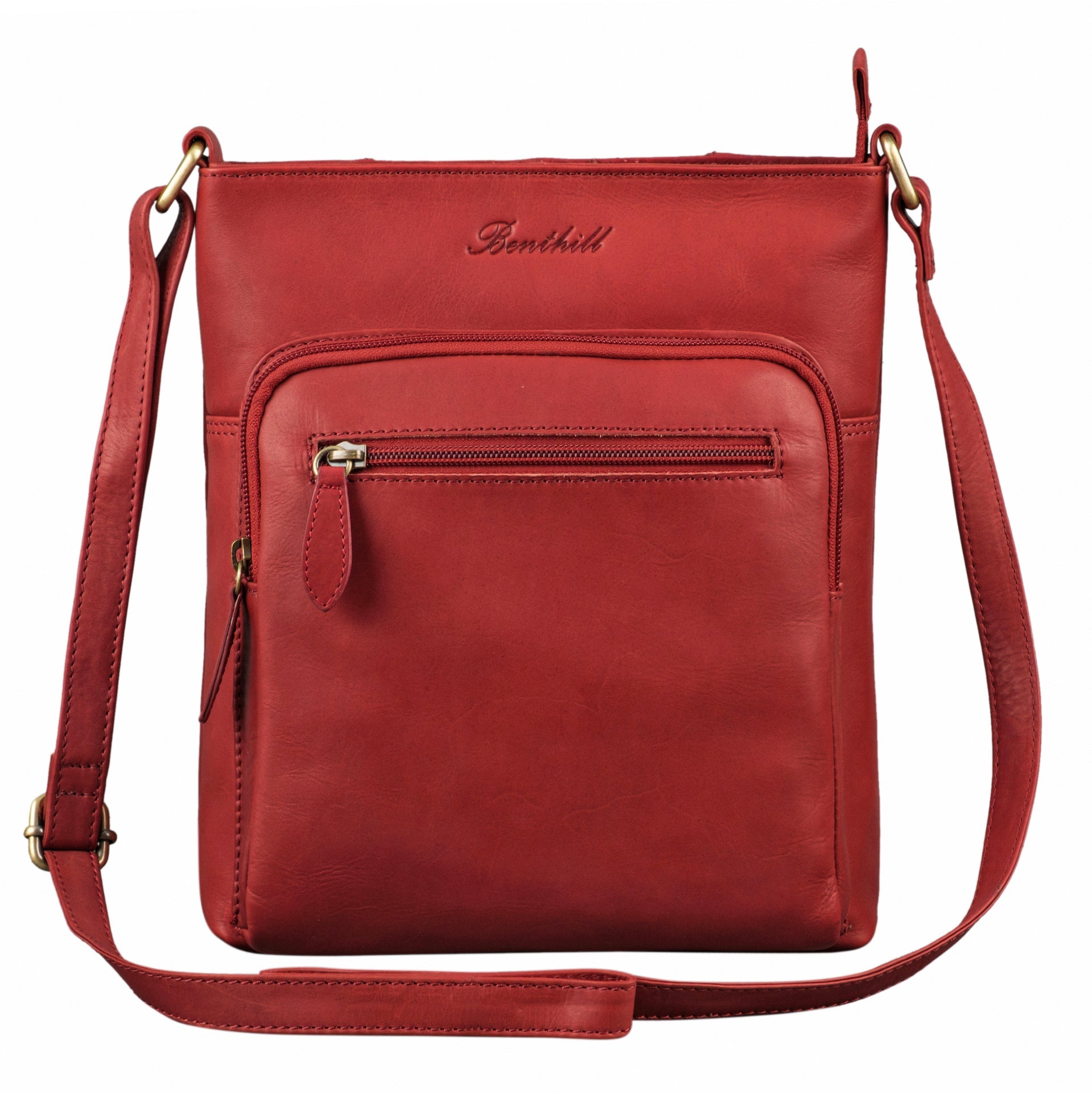 Benthill Damen Shopper Leder - Tasche aus echtem Rindsleder - Handtasche mit Reißverschluss - Schultertasche / Ledertasche - Vintage Umhängetasche