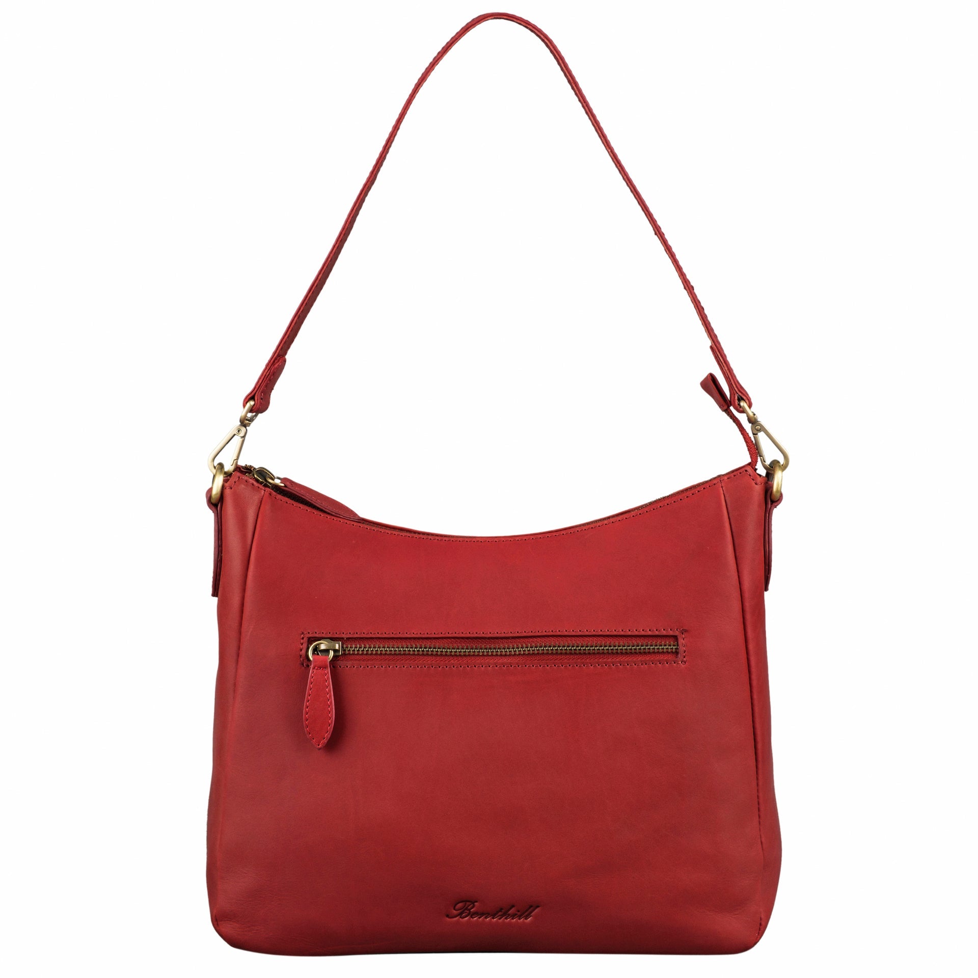Benthill Damen Tasche Leder - Handtasche aus echtem Rindsleder - Umhängetasche mit Reißverschluss - Schultertasche / Ledertasche - Vintage Bag