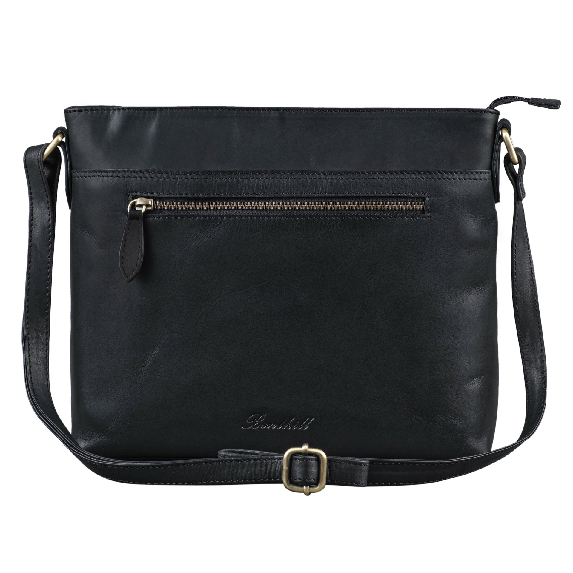 Benthill Handtasche Damen Leder - Tasche aus echtem Rindsleder - Schultertasche mit Reißverschluss - Vintage Umhängetasche