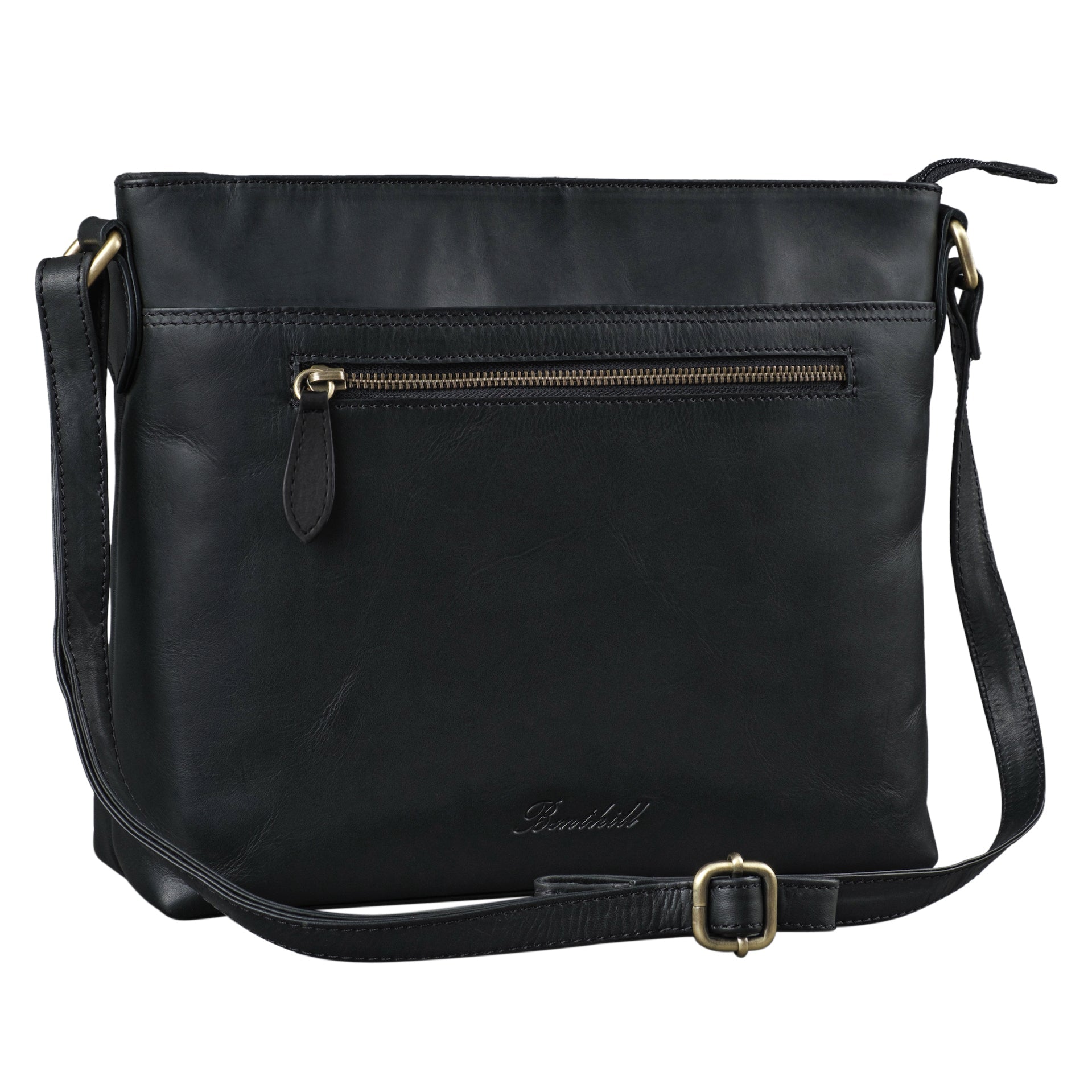 Benthill Handtasche Damen Leder - Tasche aus echtem Rindsleder - Schultertasche mit Reißverschluss - Vintage Umhängetasche