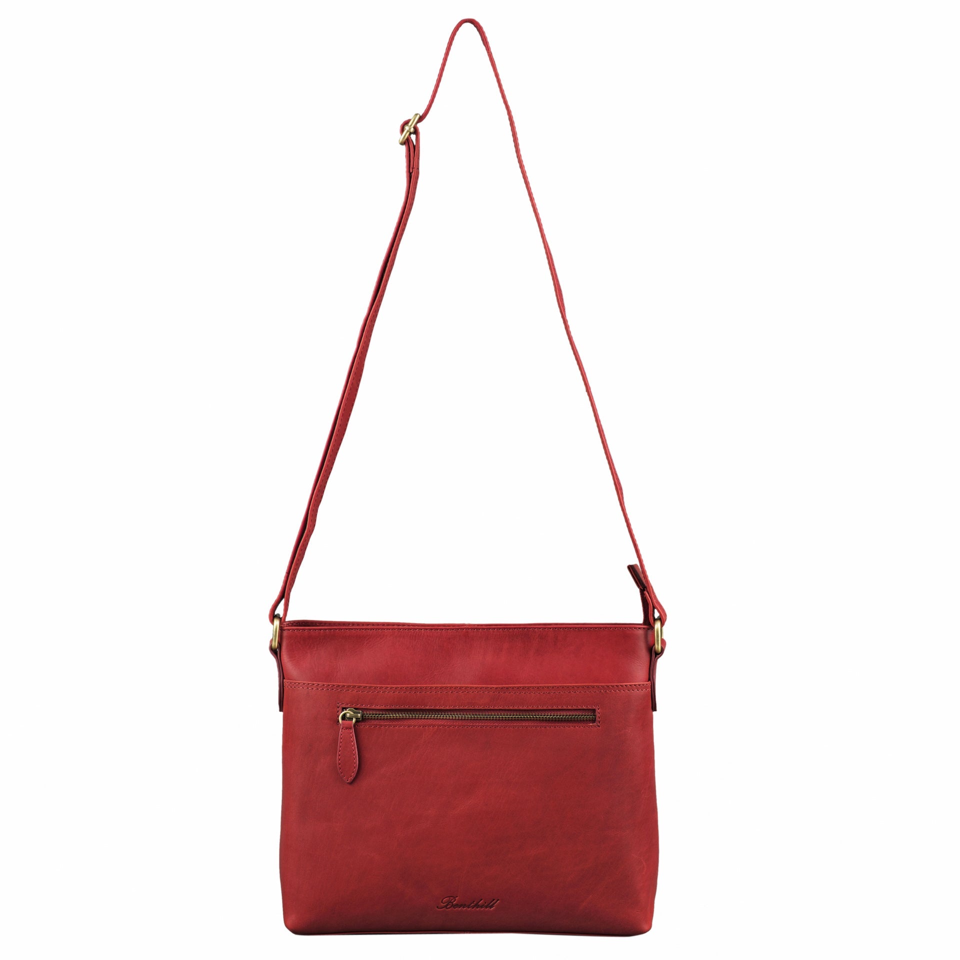Benthill Handtasche Damen Leder - Tasche aus echtem Rindsleder - Schultertasche mit Reißverschluss - Vintage Umhängetasche
