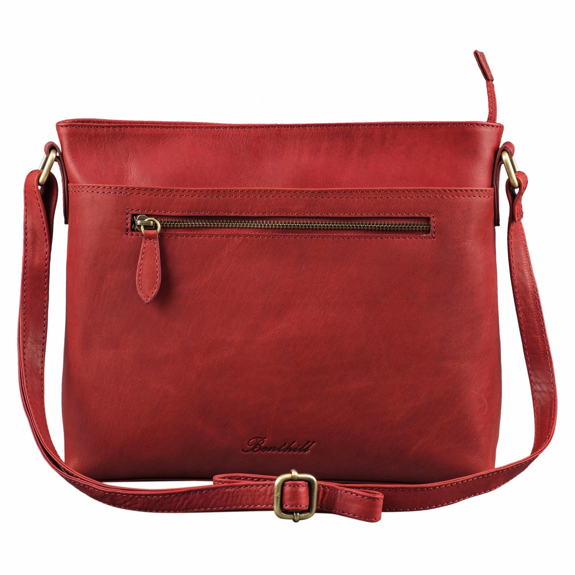 Benthill Handtasche Damen Leder - Tasche aus echtem Rindsleder - Schultertasche mit Reißverschluss - Vintage Umhängetasche