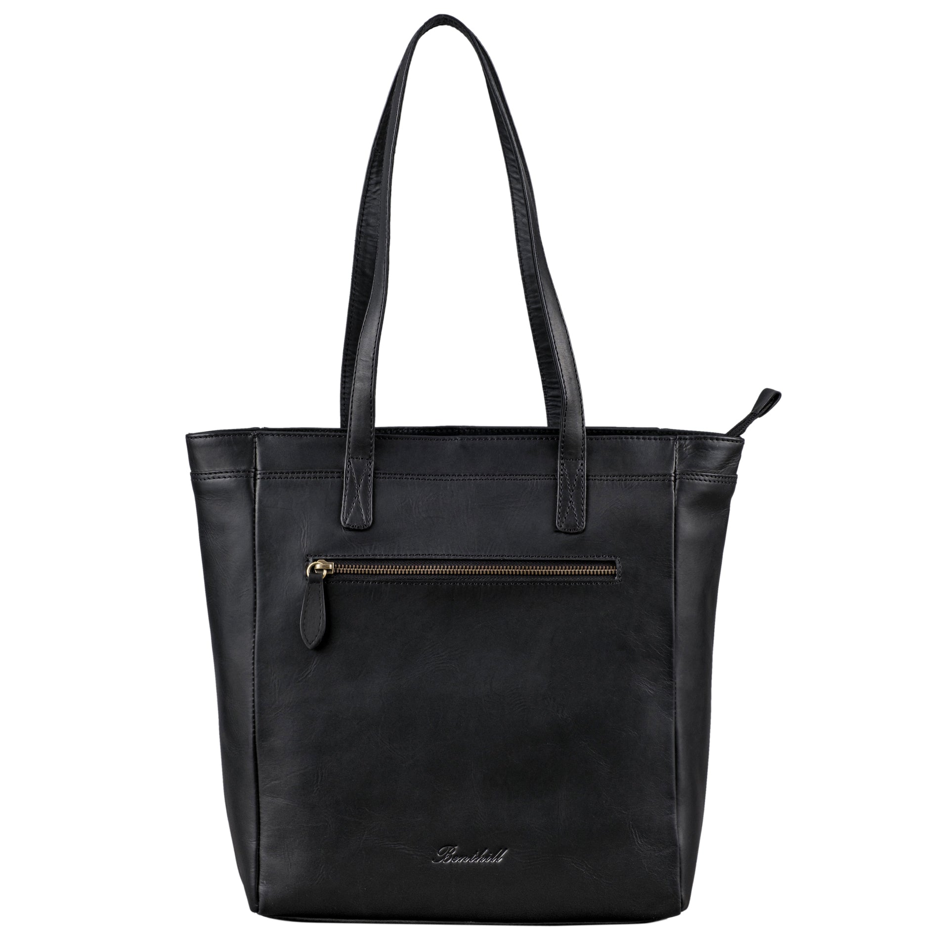 Benthill Damen Shopper Leder - Umhängetasche aus Rindsleder - Handtasche mit Reißverschluss - Schultertasche / Ledertasche - Vintage Beutel