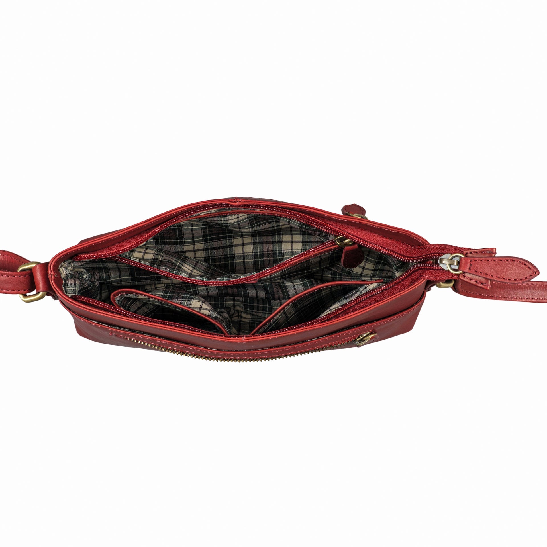 Benthill Damen Handtasche aus Echt-Leder - Schultertasche aus Rindsleder - Tasche mit Reißverschluss - Vintage Ledertasche / Umhängetasche