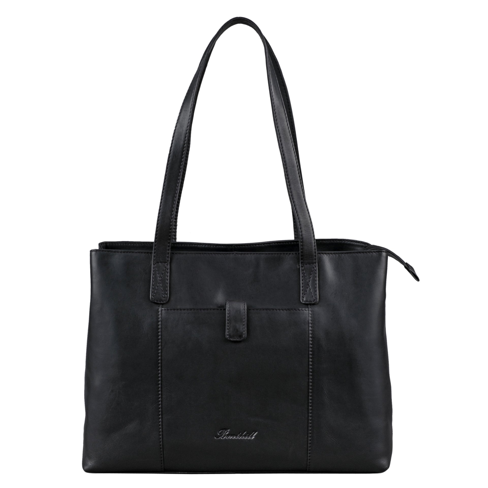 Benthill Damen Tasche Leder - Handtasche aus echtem Rindsleder - Große Schultertasche mit Reißverschluss - Vintage Umhängetasche XL