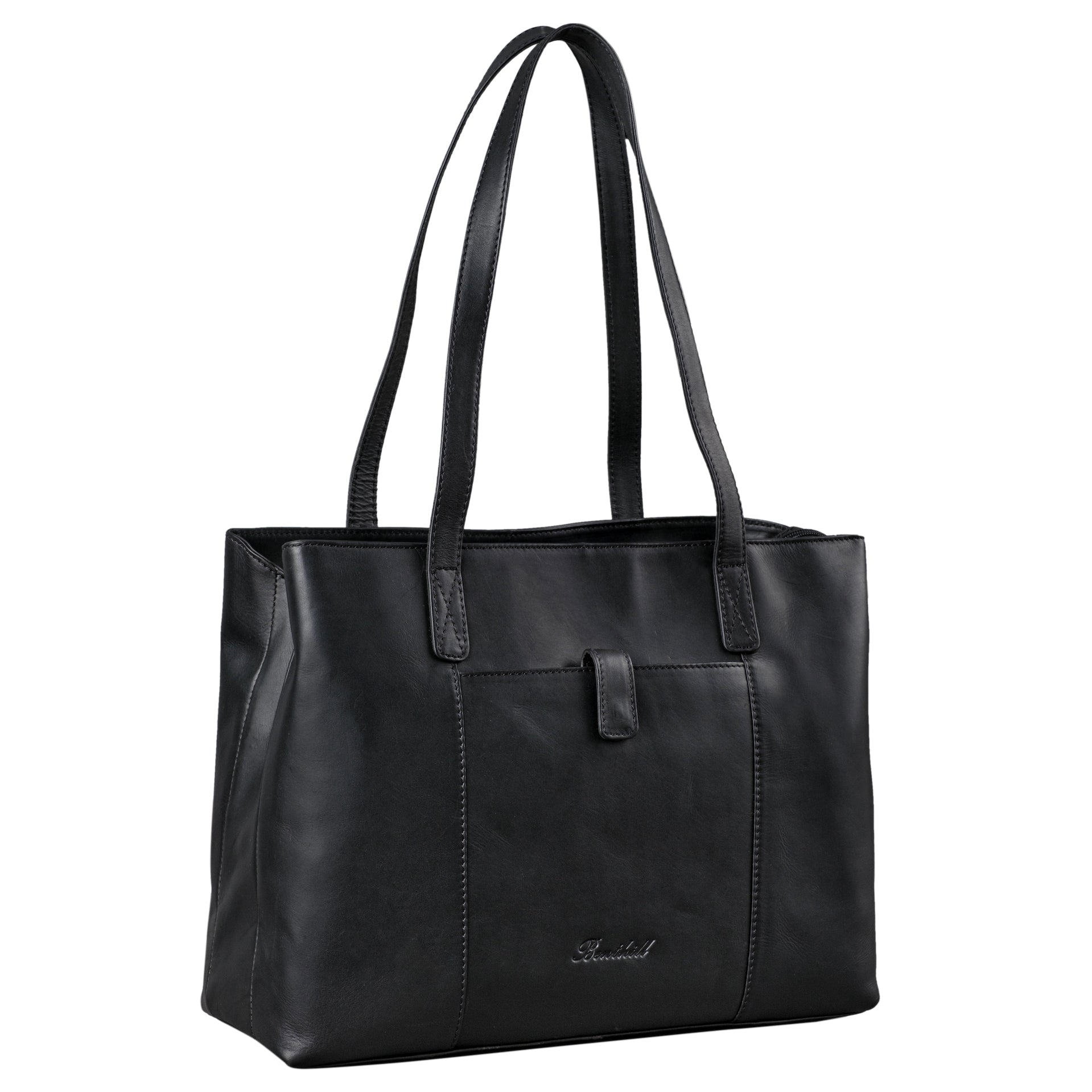 Benthill Damen Tasche Leder - Handtasche aus echtem Rindsleder - Große Schultertasche mit Reißverschluss - Vintage Umhängetasche XL
