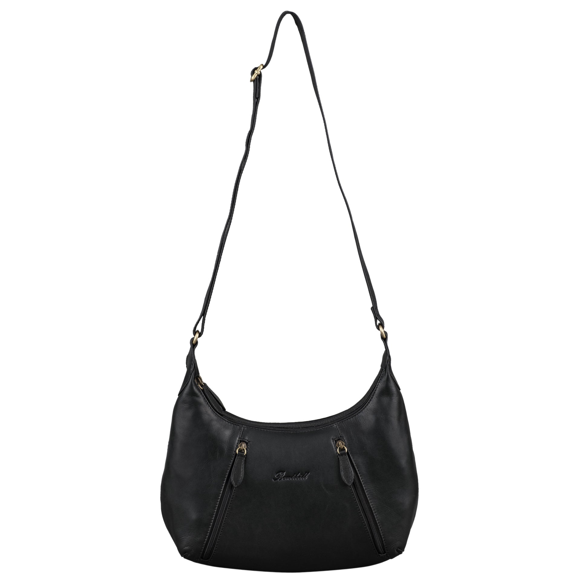 Benthill Damen Handtasche Leder - Damentasche aus Rindsleder - Umhängetasche mit Reißverschluss - Vintage Frauen Schultertasche