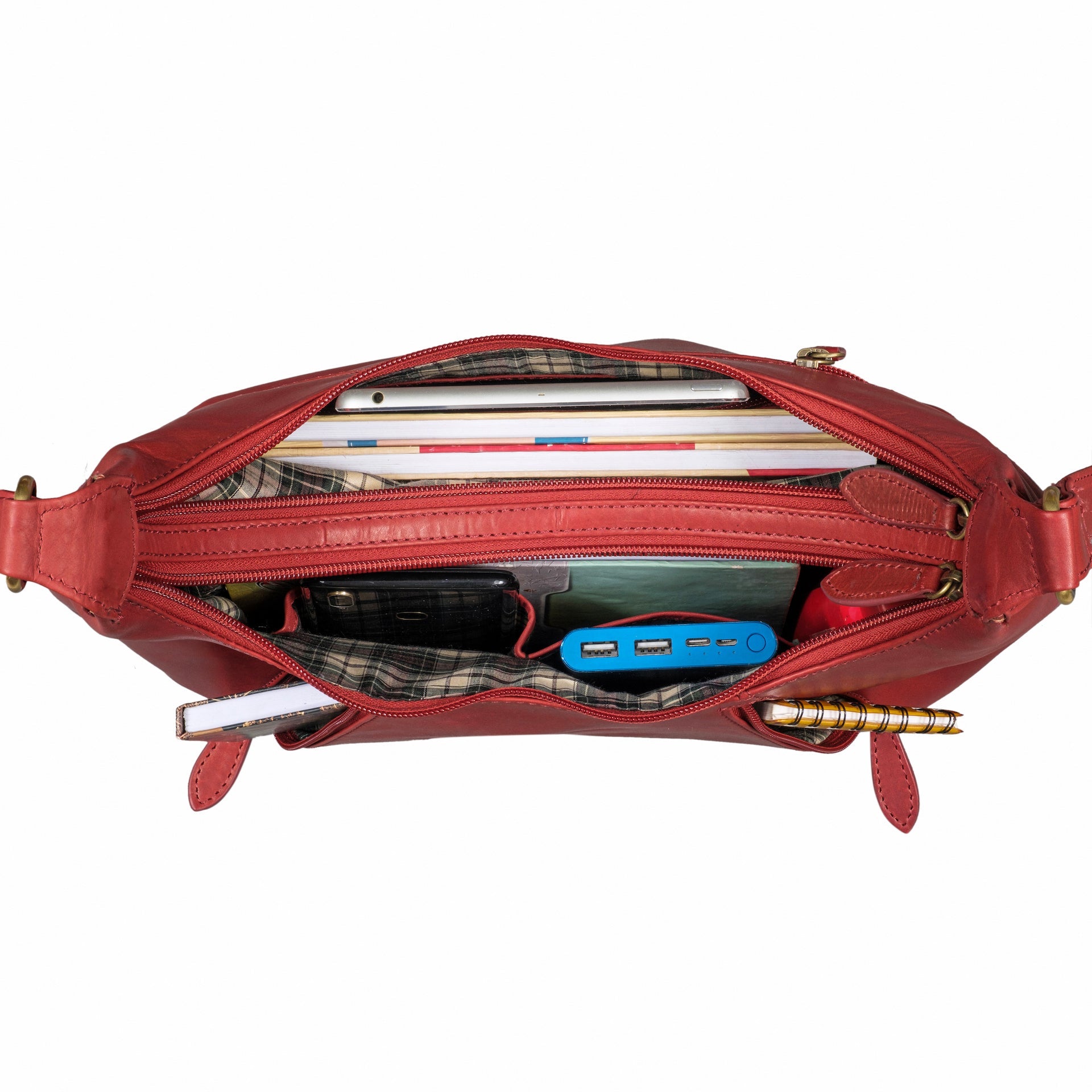 Benthill Damen Handtasche Leder - Damentasche aus Rindsleder - Umhängetasche mit Reißverschluss - Vintage Frauen Schultertasche