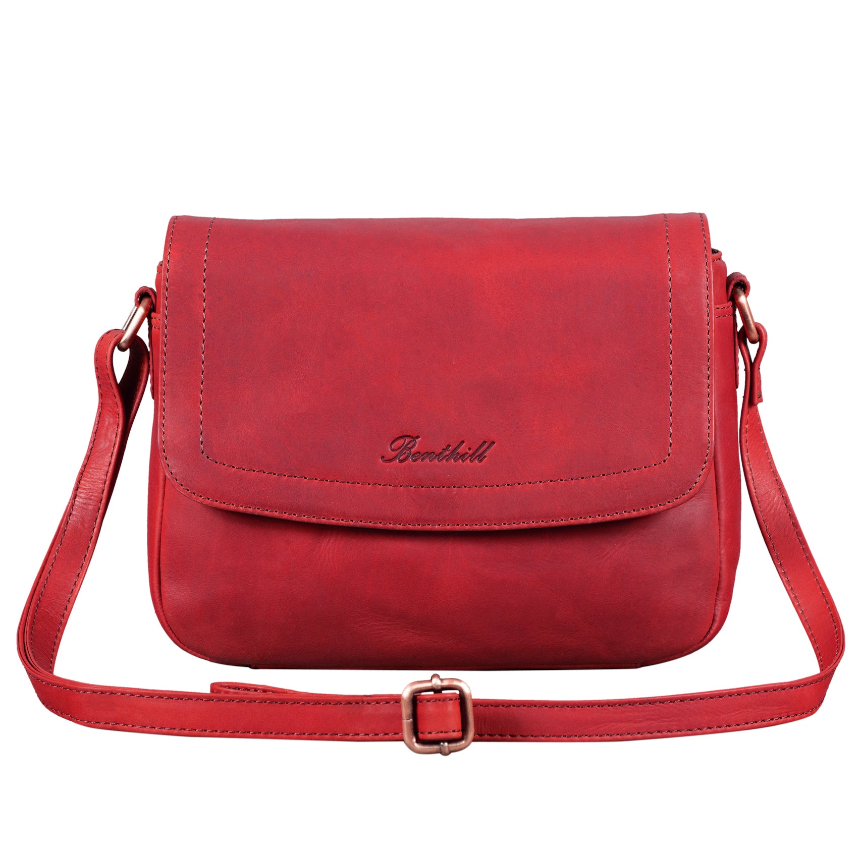Benthill Handtasche Damen Leder - Umhängetasche aus Rindsleder - Schultertasche aus echtem Leder mit Reißverschluss - Vintage Bag Beutel