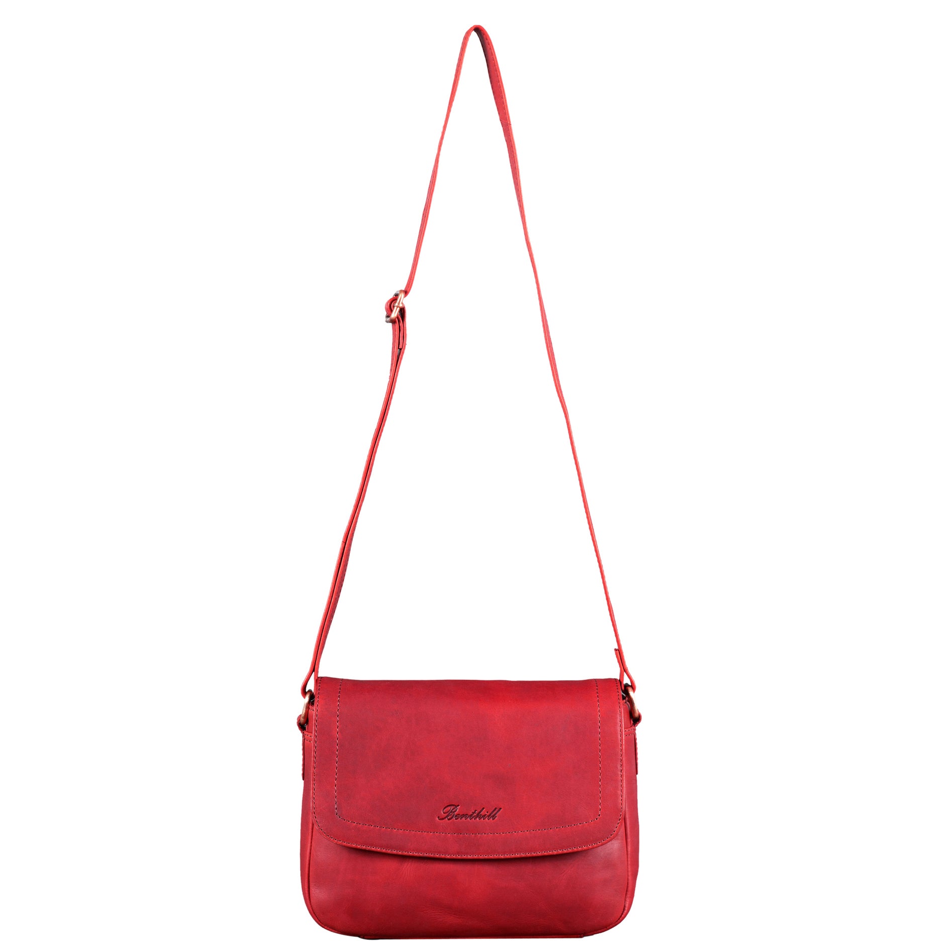 Benthill Handtasche Damen Leder - Umhängetasche aus Rindsleder - Schultertasche aus echtem Leder mit Reißverschluss - Vintage Bag Beutel
