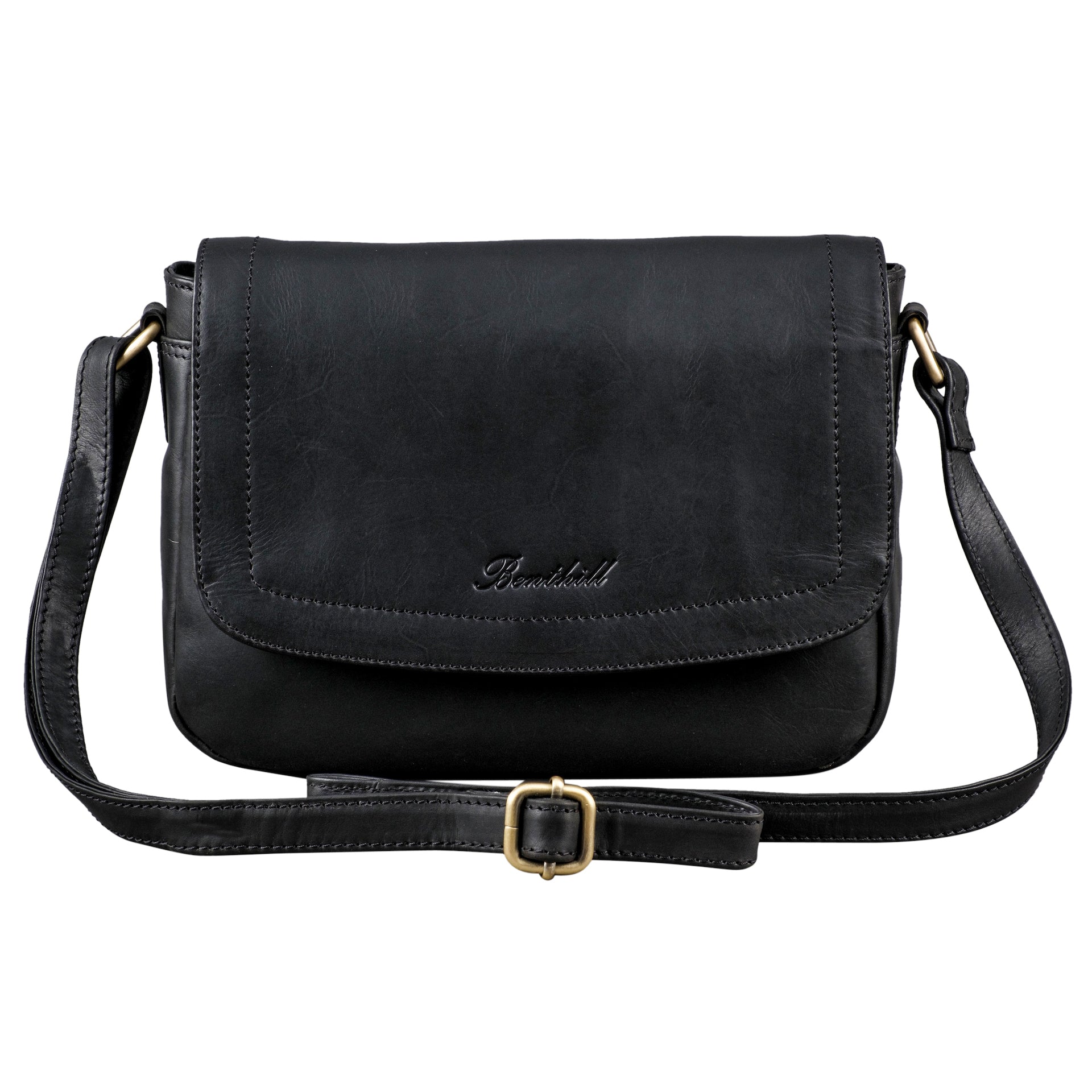 Benthill Handtasche Damen Leder - Umhängetasche aus Rindsleder - Schultertasche aus echtem Leder mit Reißverschluss - Vintage Bag Beutel