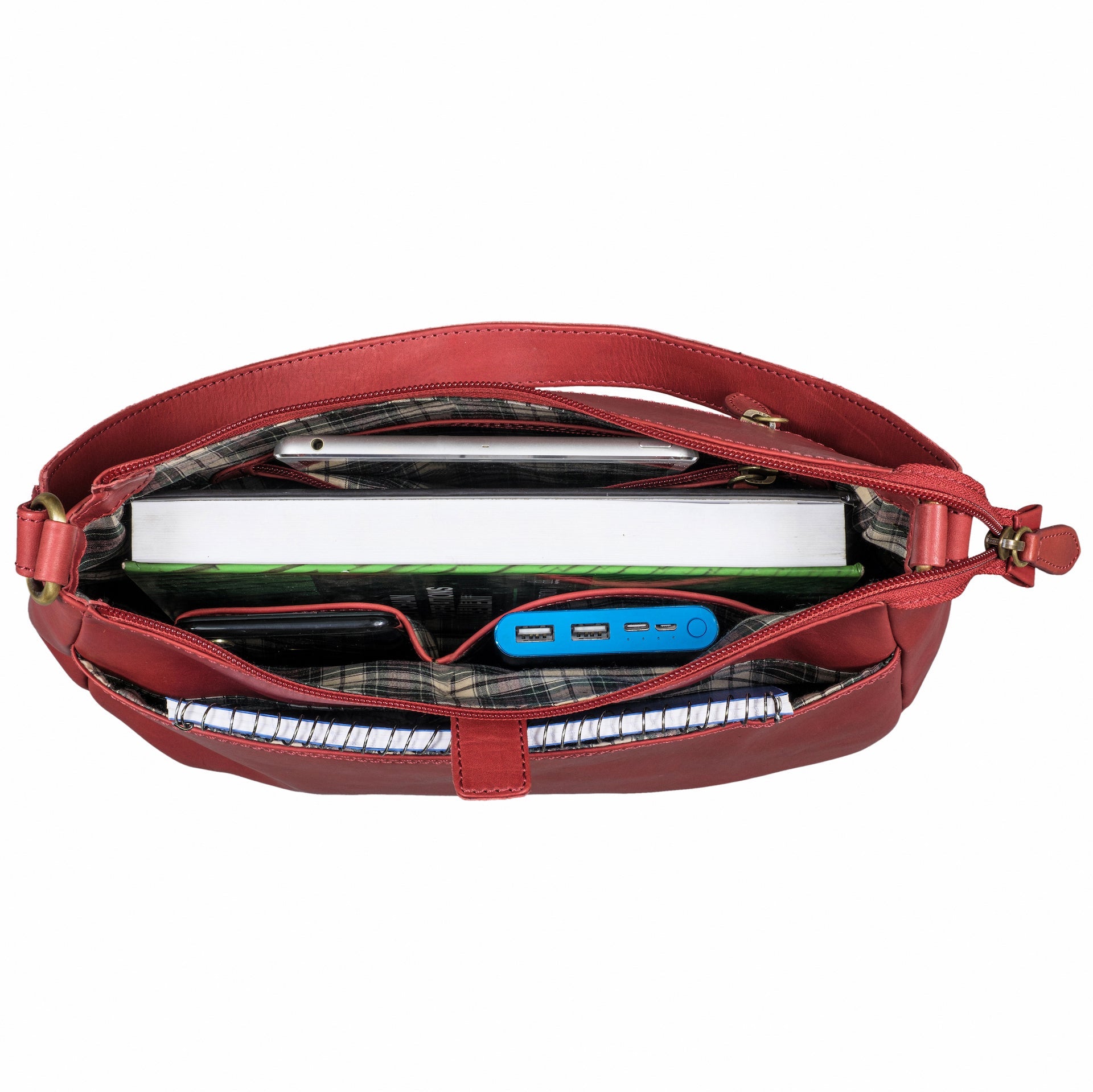 Benthill Handtasche Damen Leder - Damentasche aus Rindsleder - Echt Leder Schultertasche mit Reißverschluss - Vintage Umhängetasche