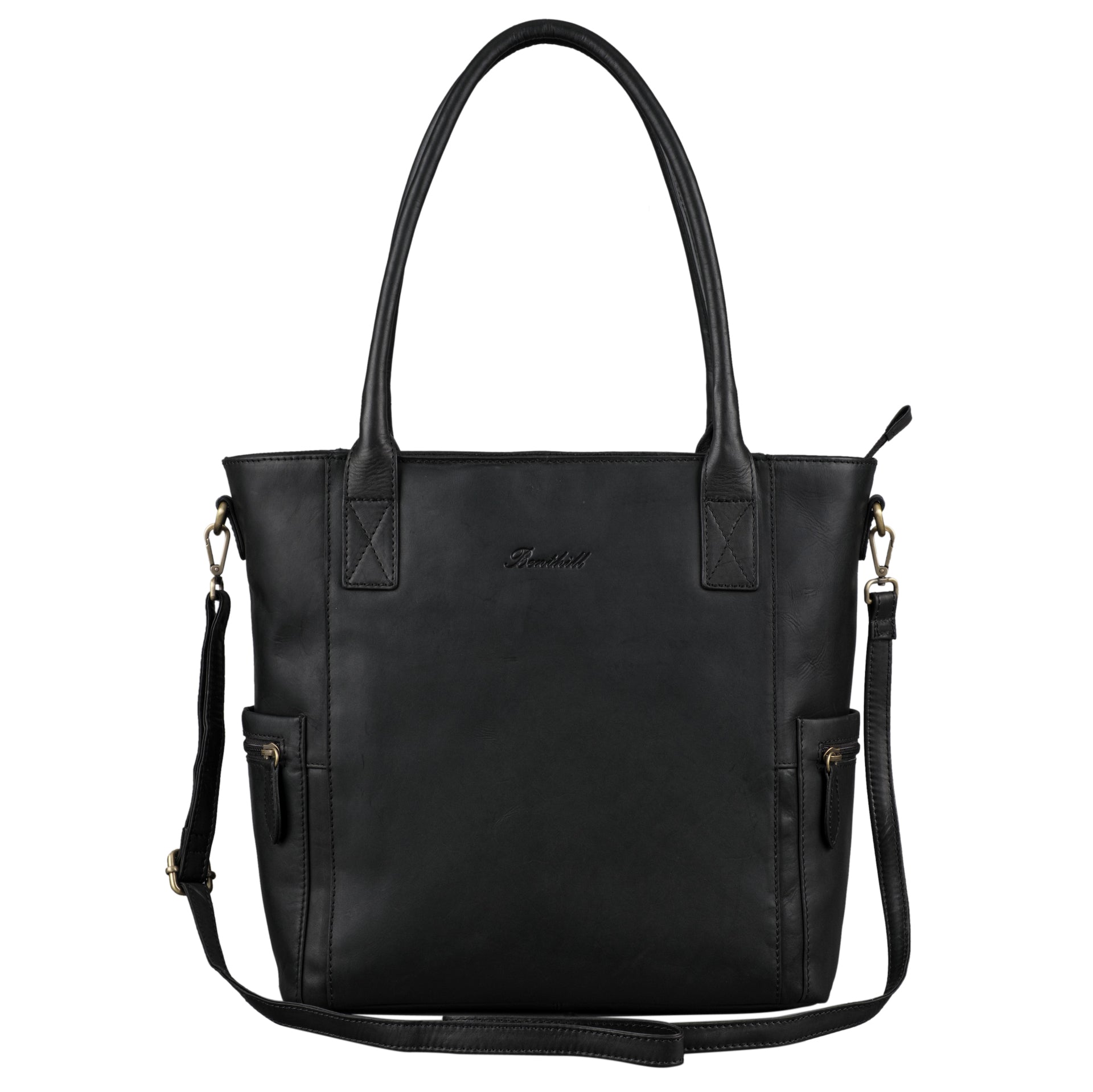 Benthill Damen Shopper Leder - Umhängetasche aus echtem Rindsleder - Handtasche mit Reißverschluss - Schultertasche / Vintage Tasche