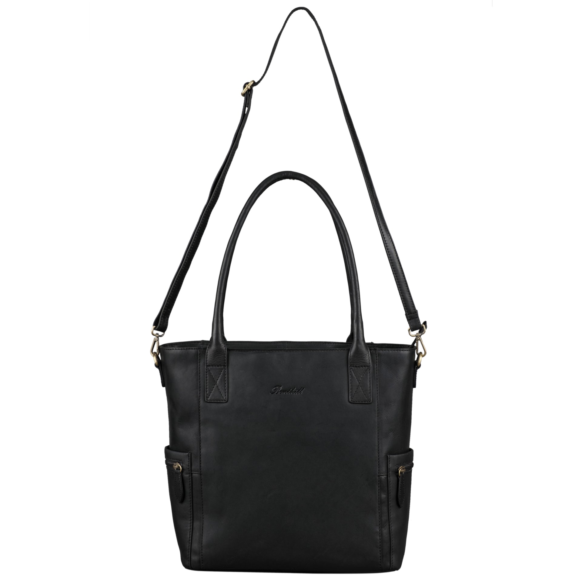Benthill Damen Shopper Leder - Umhängetasche aus echtem Rindsleder - Handtasche mit Reißverschluss - Schultertasche / Vintage Tasche