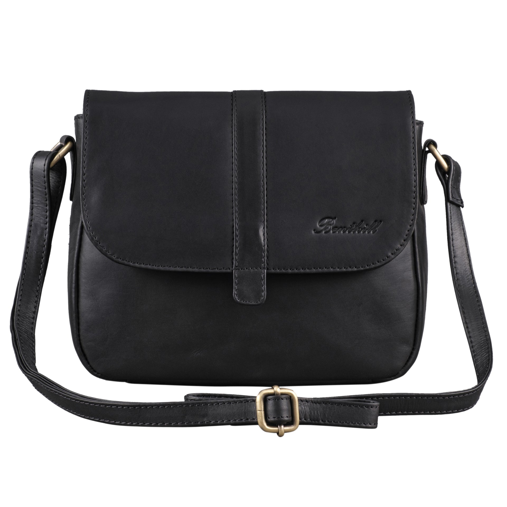 Benthill Damen Tasche aus Echt-Leder - Handtasche aus Rindsleder - Schultertasche mit Reißverschluss - Vintage Umhängetasche