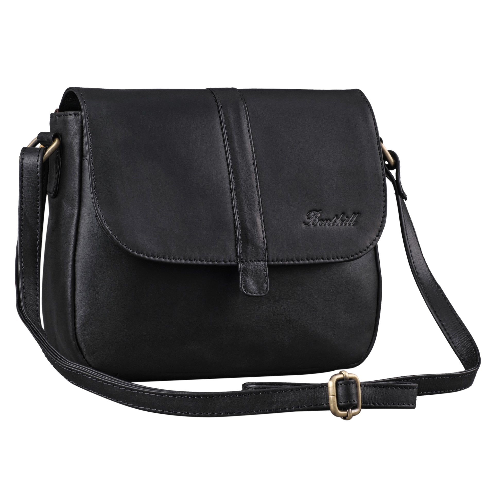 Benthill Damen Tasche aus Echt-Leder - Handtasche aus Rindsleder - Schultertasche mit Reißverschluss - Vintage Umhängetasche
