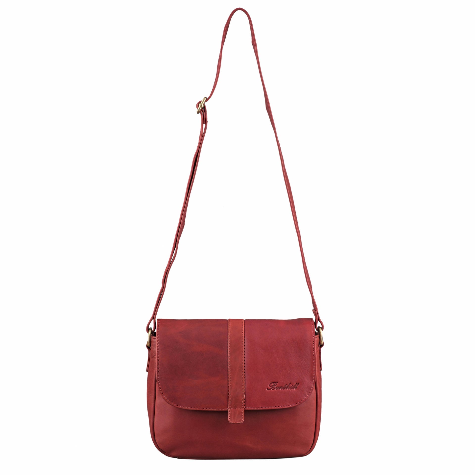 Benthill Damen Tasche aus Echt-Leder - Handtasche aus Rindsleder - Schultertasche mit Reißverschluss - Vintage Umhängetasche