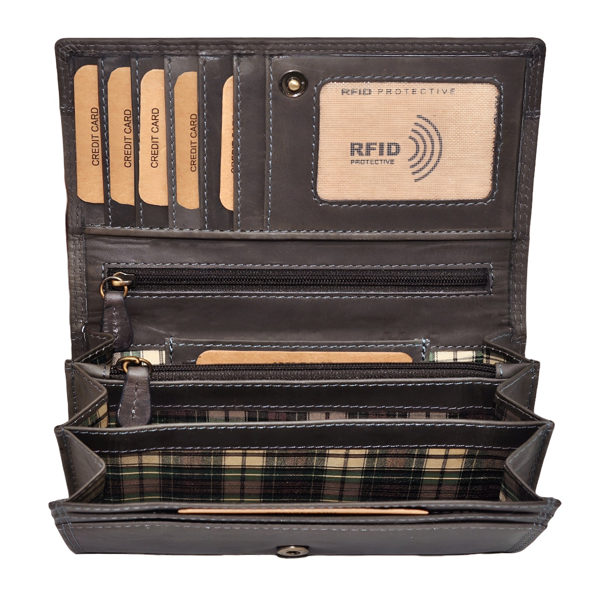 Benthill Geldbörse Damen Leder - Hochwertige Echt-Leder Damen Portemonnaie mit RFID Schutz - Lange Vintage Damenbörse - Frauen Portmonee inkl. Geschenkbox