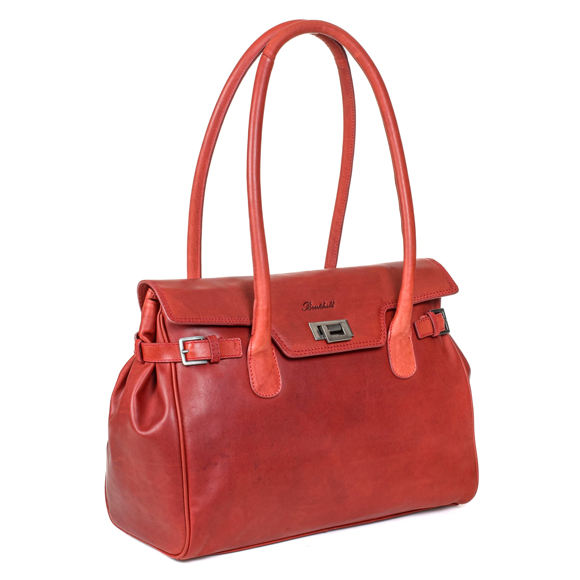 Benthill Damen Handtasche Echt-Leder | Henkeltasche aus weichem hochwertigem Rindsleder | Vintage Fashion Bag Beutel Shopper | Schultertasche