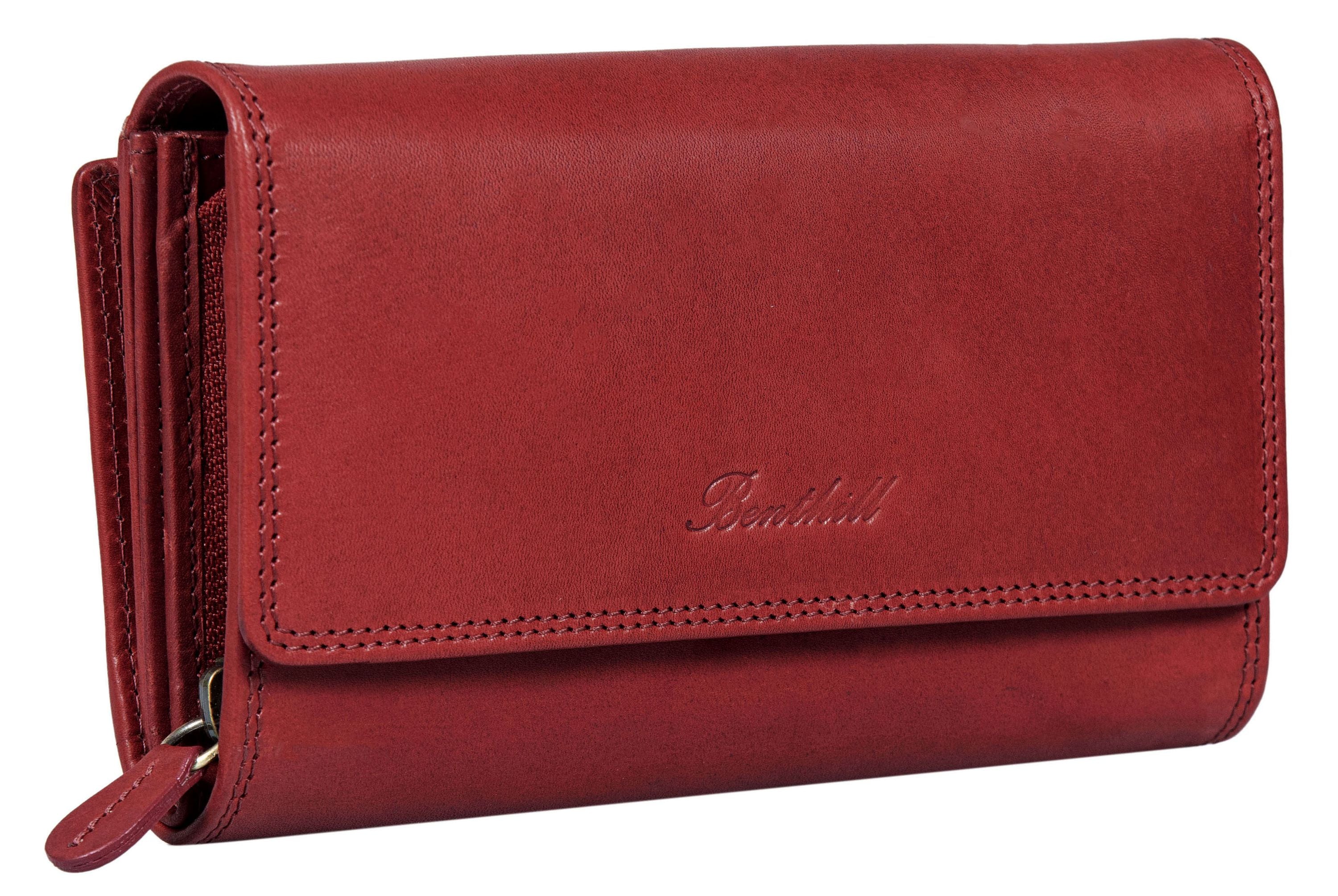 Benthill Damen Portemonnaie XXL mit RFID-Schutz | Echt-Leder Damen Geldbörse Gross | Große Vintage Damenbörse mit vielen Fächern XXL