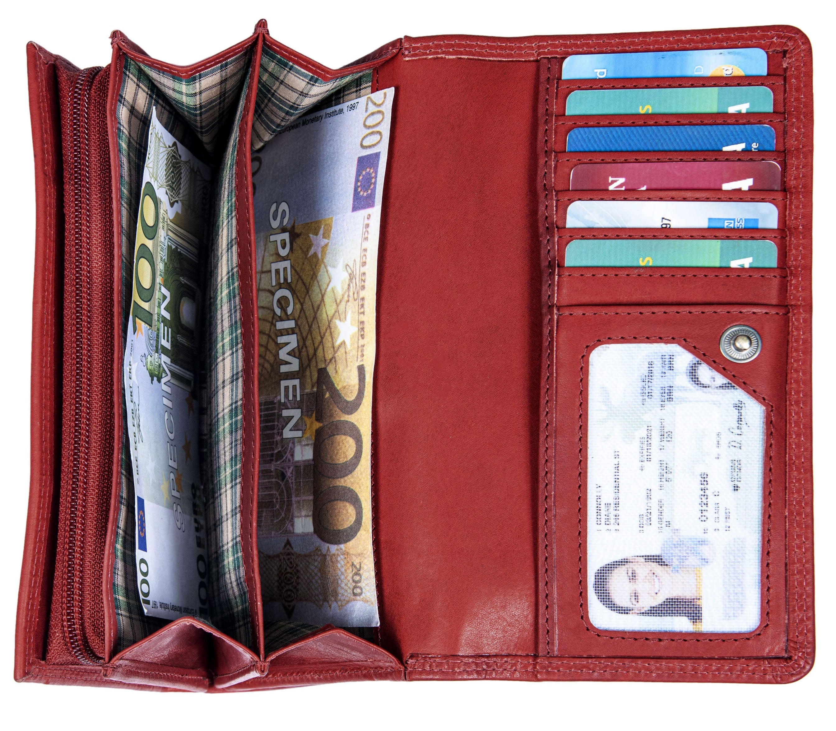 Benthill Damen Portemonnaie XXL mit RFID-Schutz | Echt-Leder Damen Geldbörse Gross | Große Vintage Damenbörse mit vielen Fächern XXL